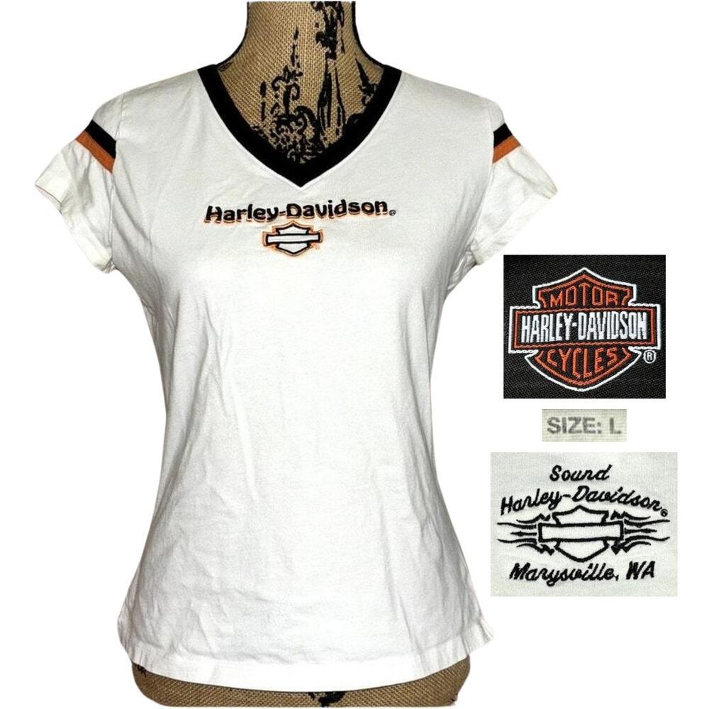 Harley Davidson Motorcycles Womens T Shirt White Size Large Biker Trashy Y2k